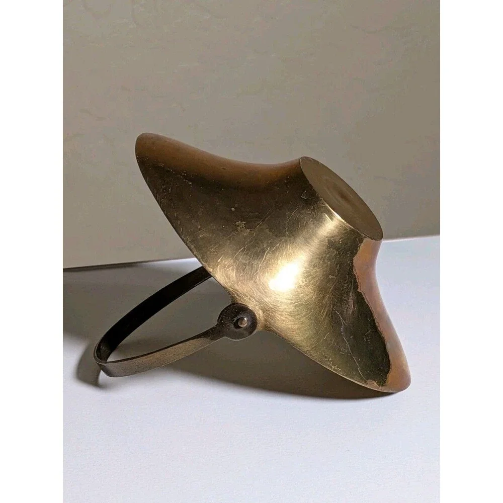 Vintage Brass Bowl Basket Patina MCM Rustic Easter Accent Decor Hinged Handle